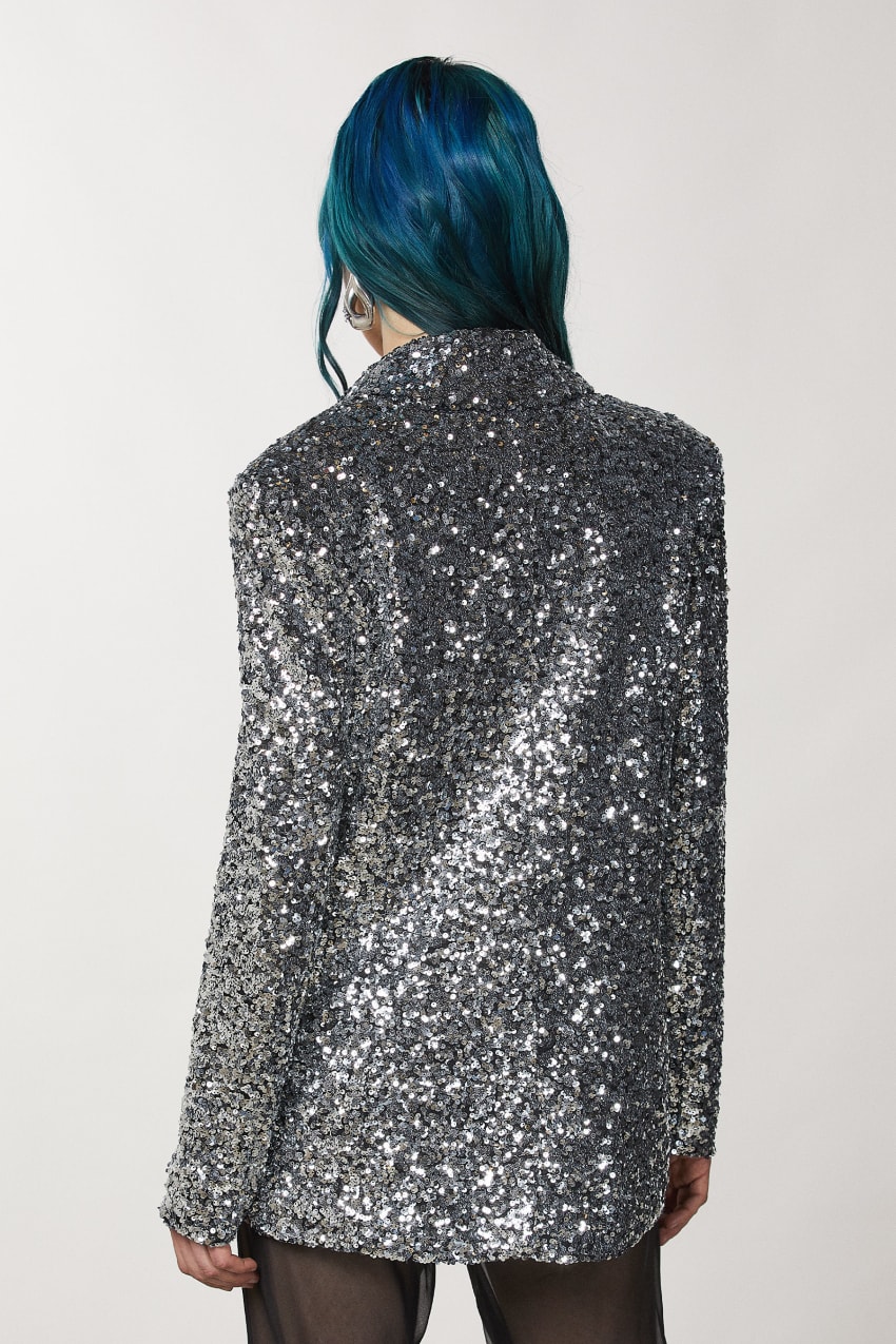 Patrizia Pepe Two-button Jacket With Sequins Grau | NTIJAE-638