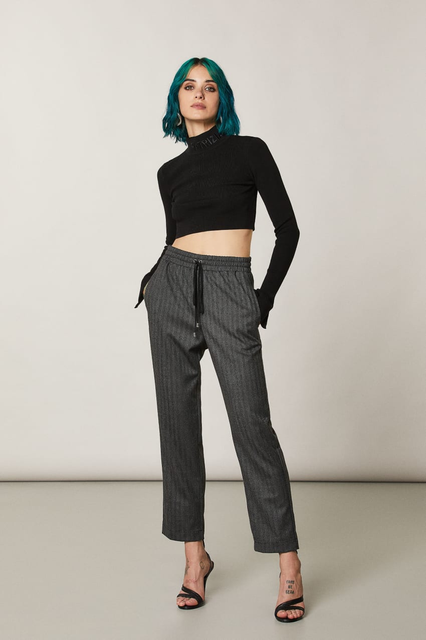 Patrizia Pepe Viscose Ankle Pants Schwarz | ITMUAS-967