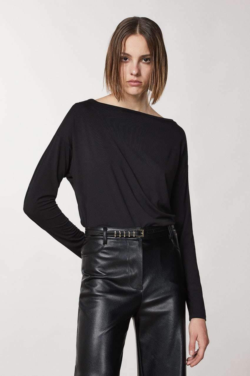 Patrizia Pepe Viscose Sweater With Rhinestones Schwarz | HEDSZY-378