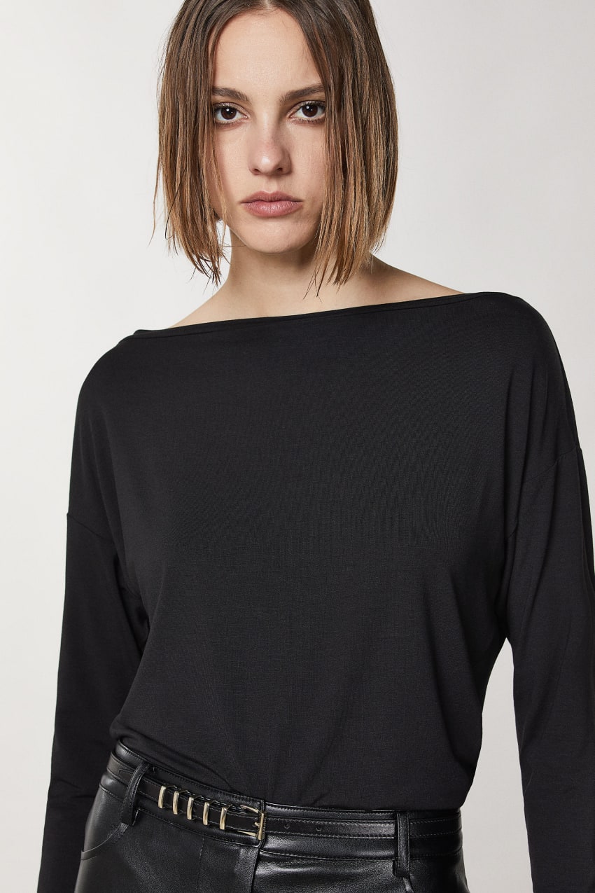 Patrizia Pepe Viscose Sweater With Rhinestones Schwarz | HEDSZY-378