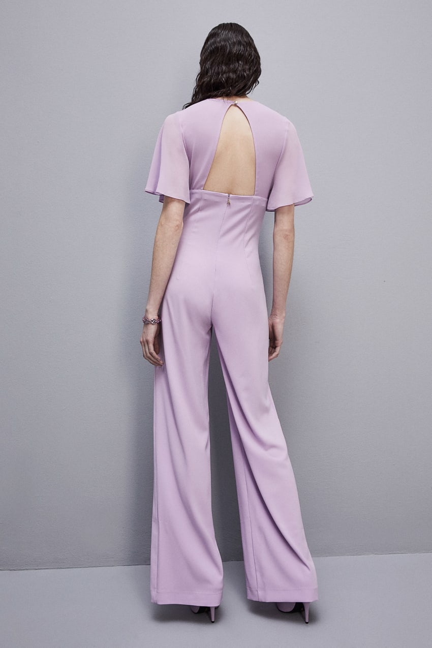 Patrizia Pepe V-neck Jumpsuit In Sablè Crepe Fabric Lila | WSMVQE-518