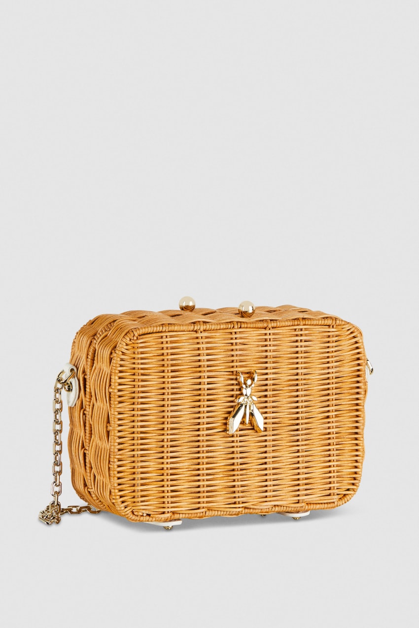 Patrizia Pepe Wicker Shoulder Bag Weiß | ECSLQM-164