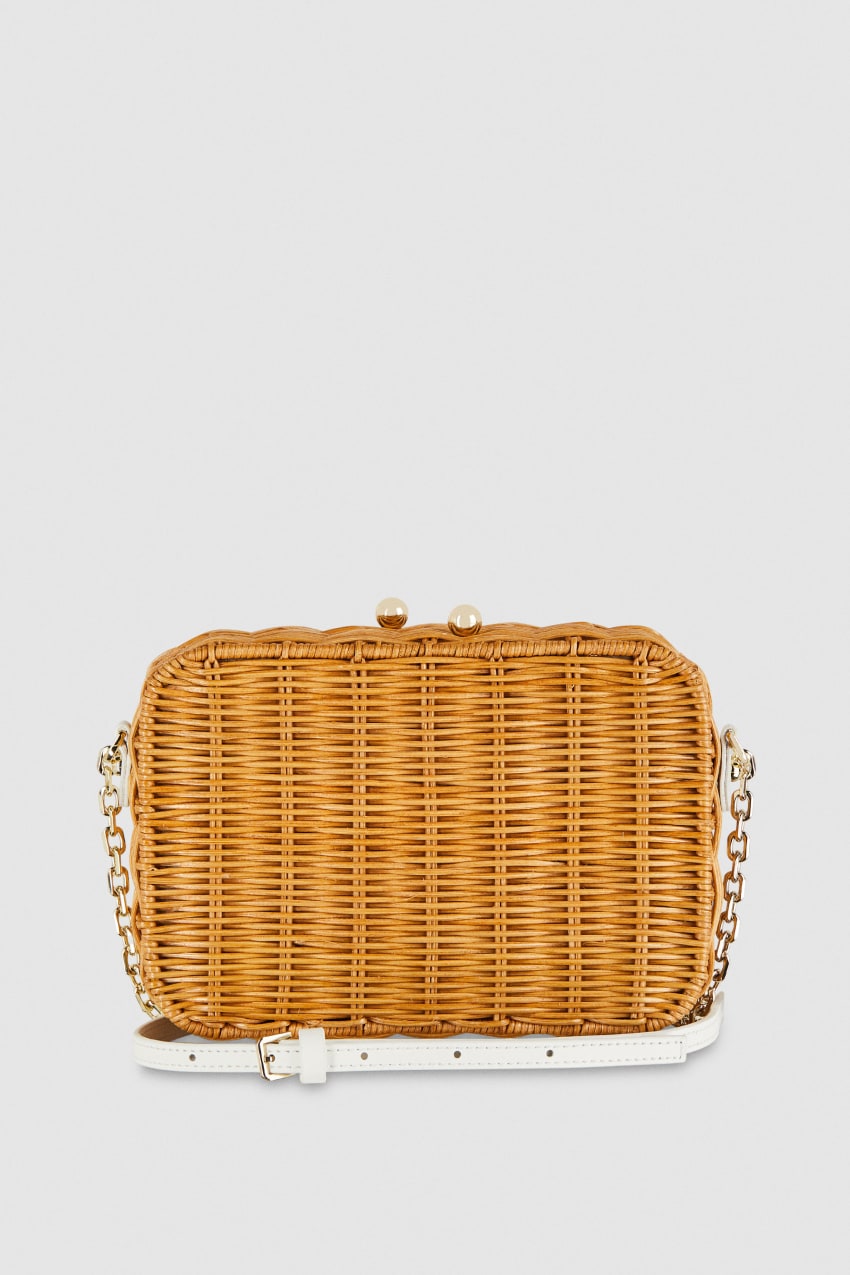 Patrizia Pepe Wicker Shoulder Bag Weiß | ECSLQM-164