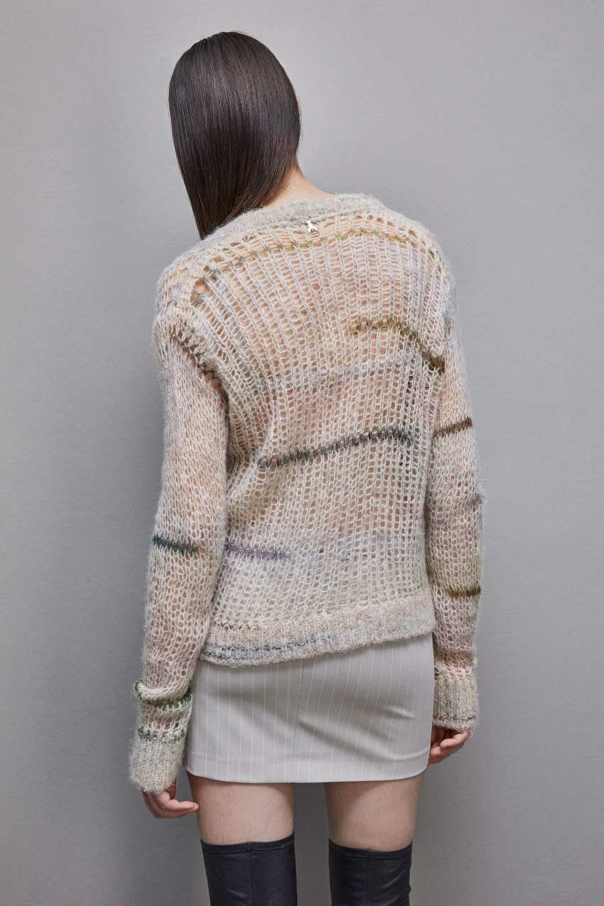 Patrizia Pepe Wool Blend Mesh Sweater Mehrfarbig | DMVGRC-986