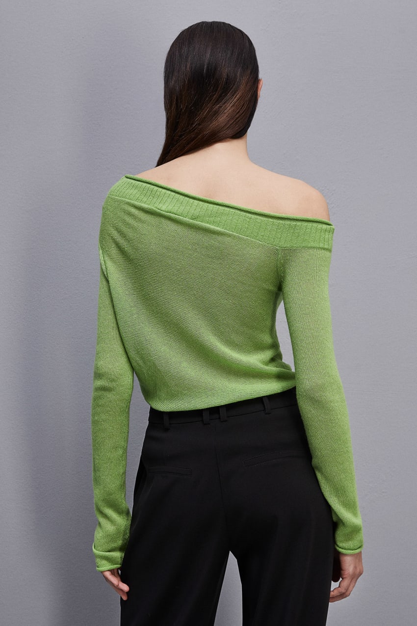 Patrizia Pepe Wool Sweater With Wide Neckline Grün | WFCIJD-845