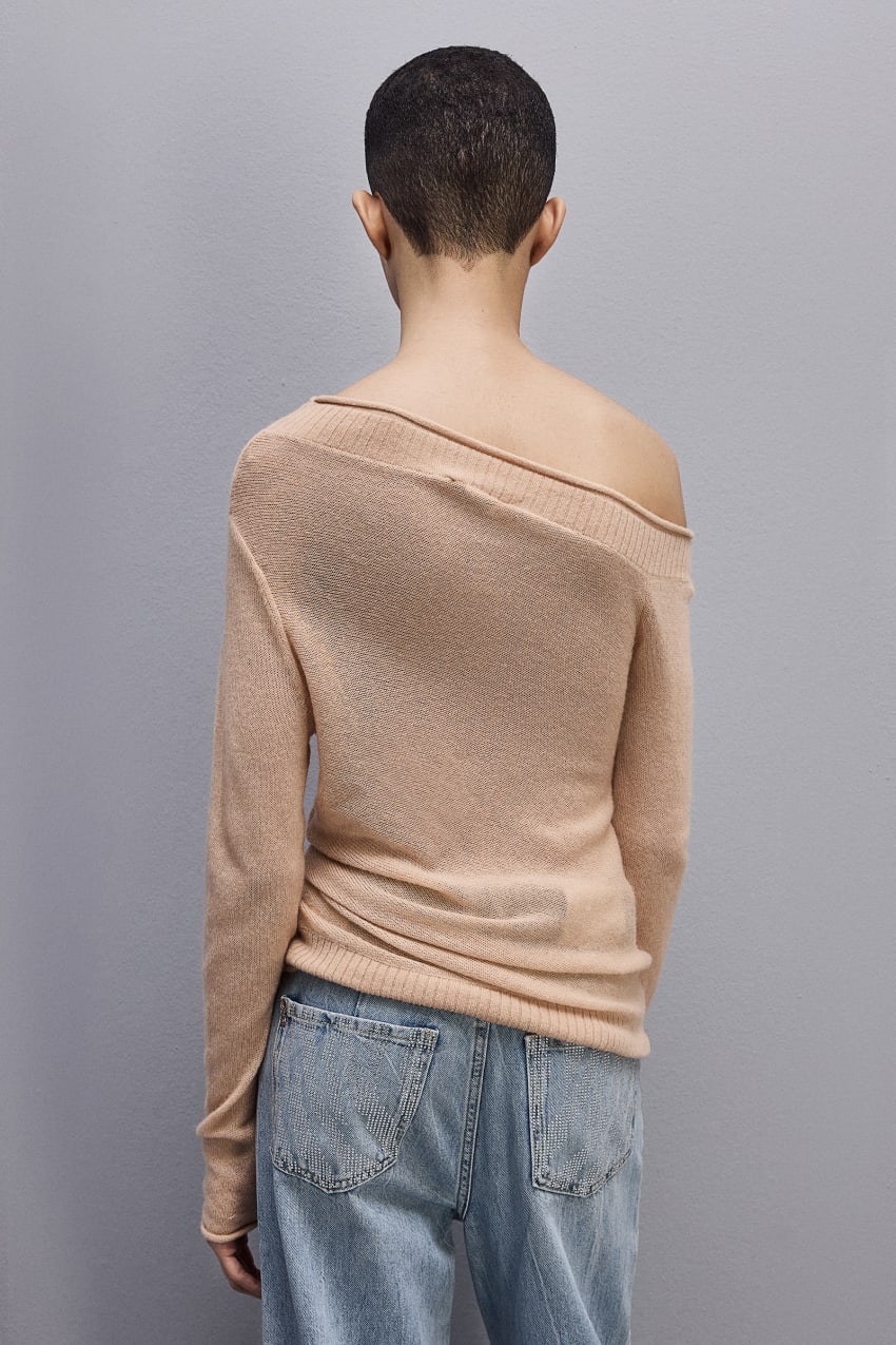 Patrizia Pepe Wool Sweater With Wide Neckline Beige | PGSJEH-568