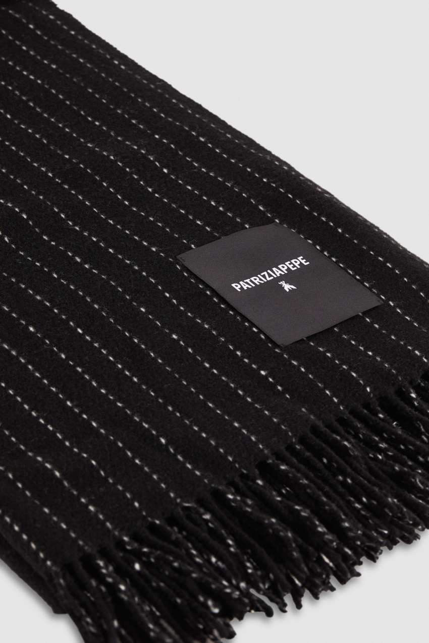 Patrizia Pepe Wool-blend Pinstripe Scarf Schwarz | PDABHG-498