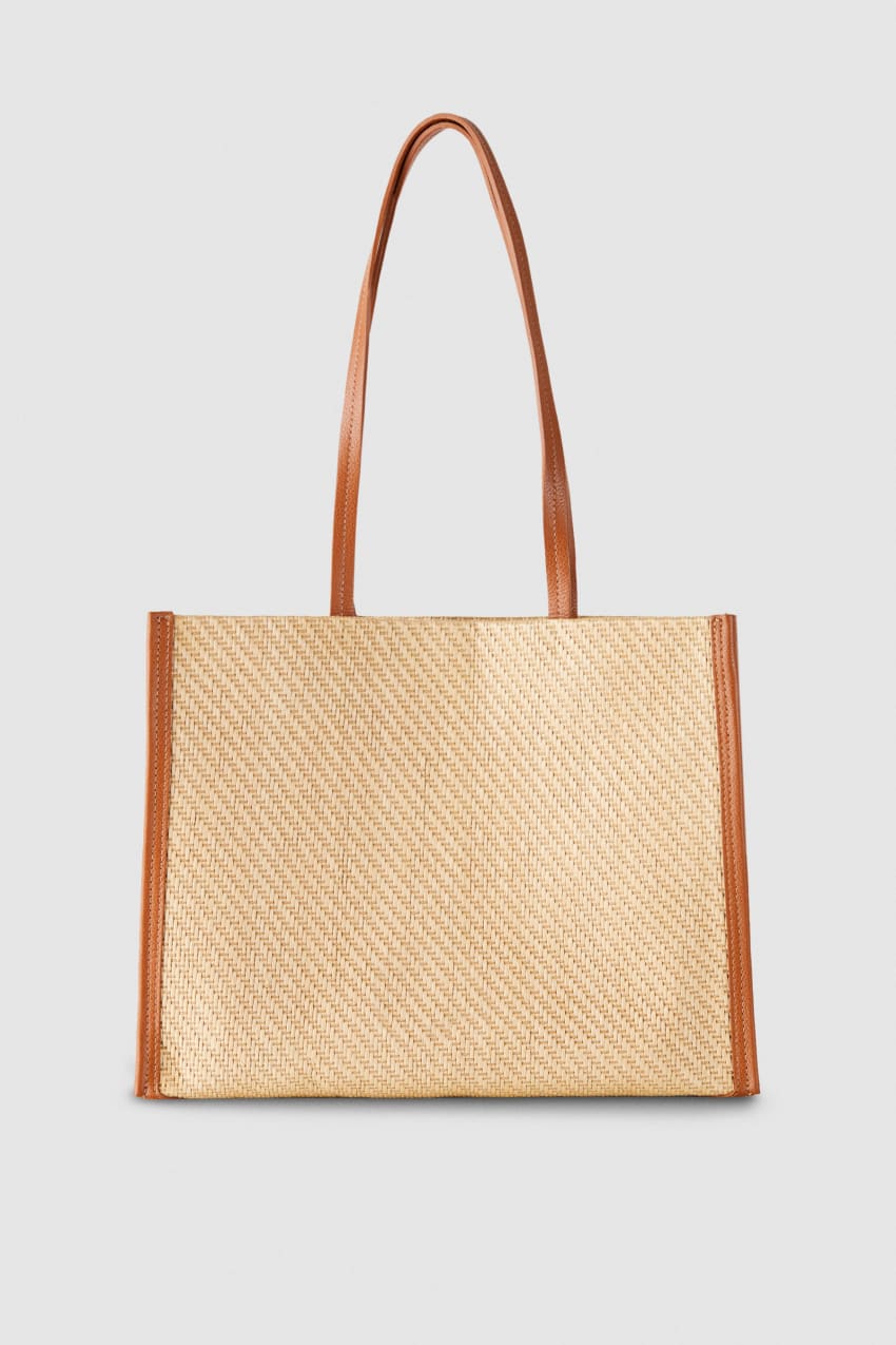 Patrizia Pepe Woven Fabric Shopping Bag Braun | BRFNIK-692